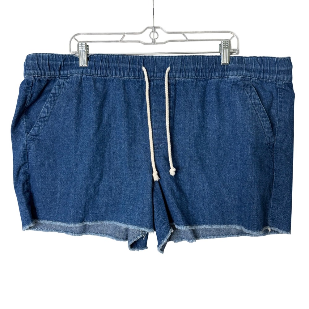 Loft Outlet Denim Shorts Womens 2X Blue Chambray Cut Off Pull On Beach Preppy
